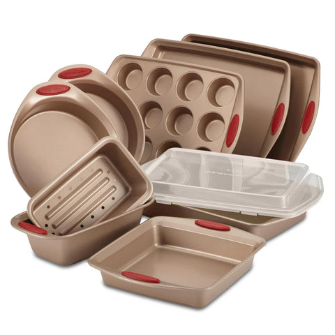 10-Piece Nonstick Bakeware Set Cranberry Red
