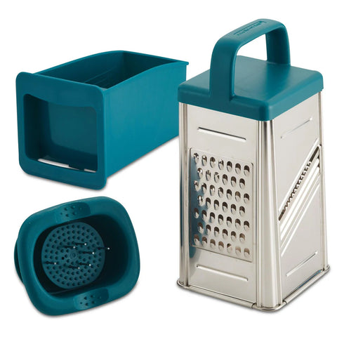 4 - Sided Box Grater with Storage Box Teal