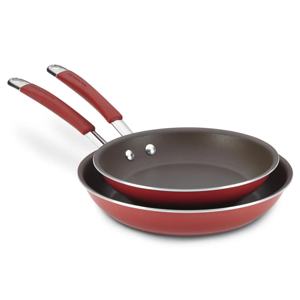 9.25" and 11" Cucina Nonstick Frying Pan Set Cranberry Red