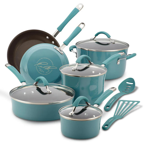12-Piece Cucina Nonstick Cookware Set Agave Blue