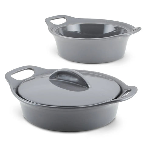 3-Piece Ceramic Casserole Set Gray