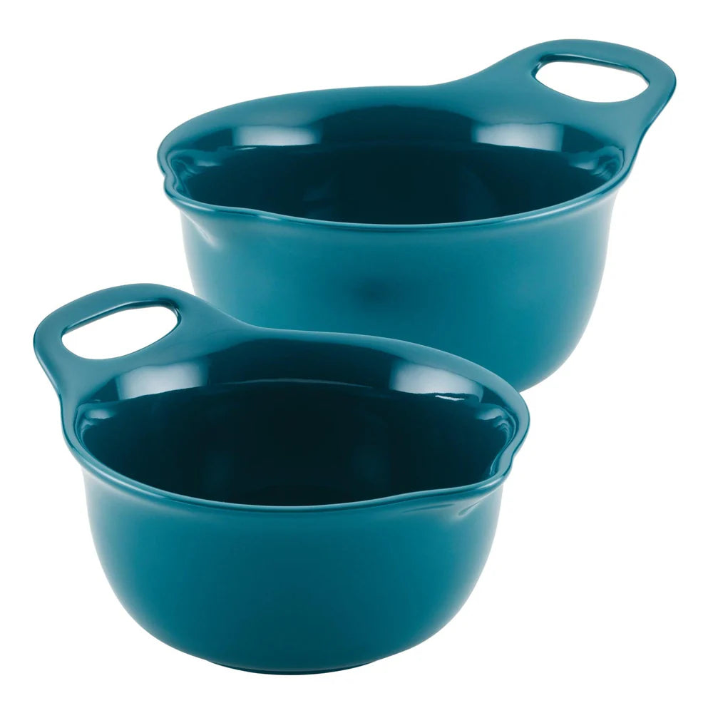2-Piece Ceramic Mixing Bowl Set Teal