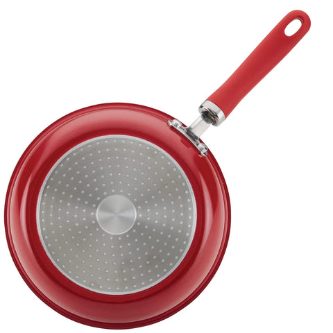 9.5-Inch Create Delicious Nonstick Induction Covered Deep Frying Pan Red Shimmer