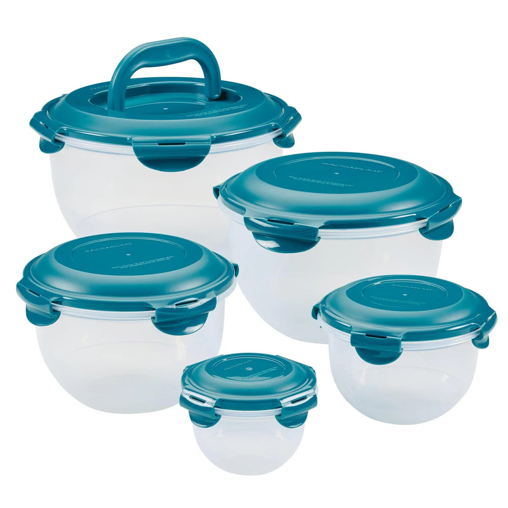 10-Piece Round Nestable Food Storage Containers Teal