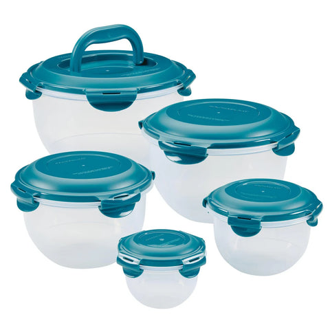 10-Piece Round Nestable Food Storage Containers Teal
