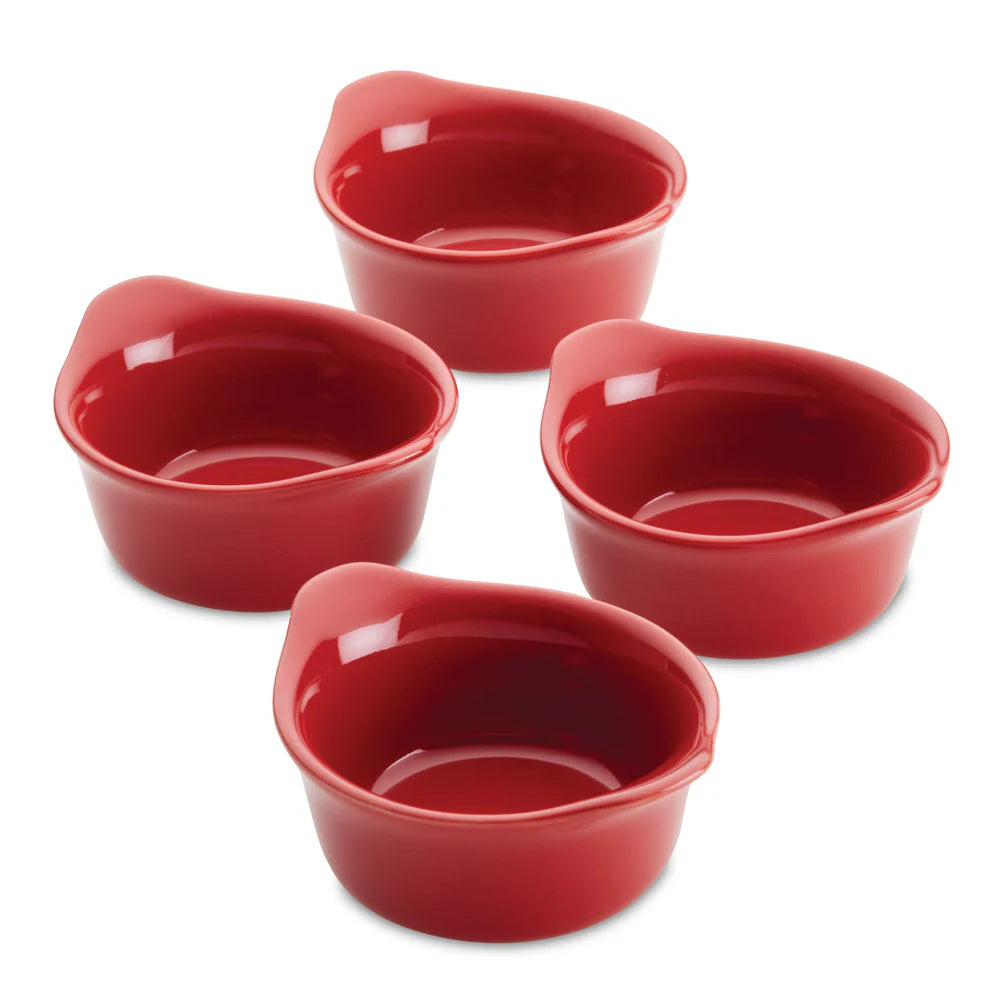 4-Piece 3.7-Oz. Ceramic Dippers Red