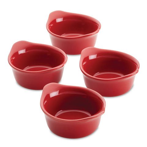 4-Piece 3.7-Oz. Ceramic Dippers Red
