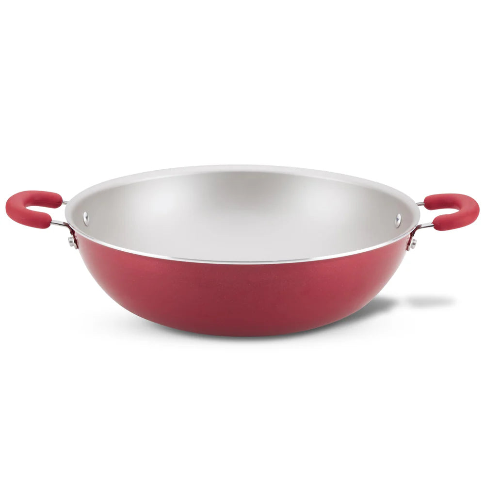 14.25-Inch Create Delicious Nonstick Induction Wok Red Shimmer