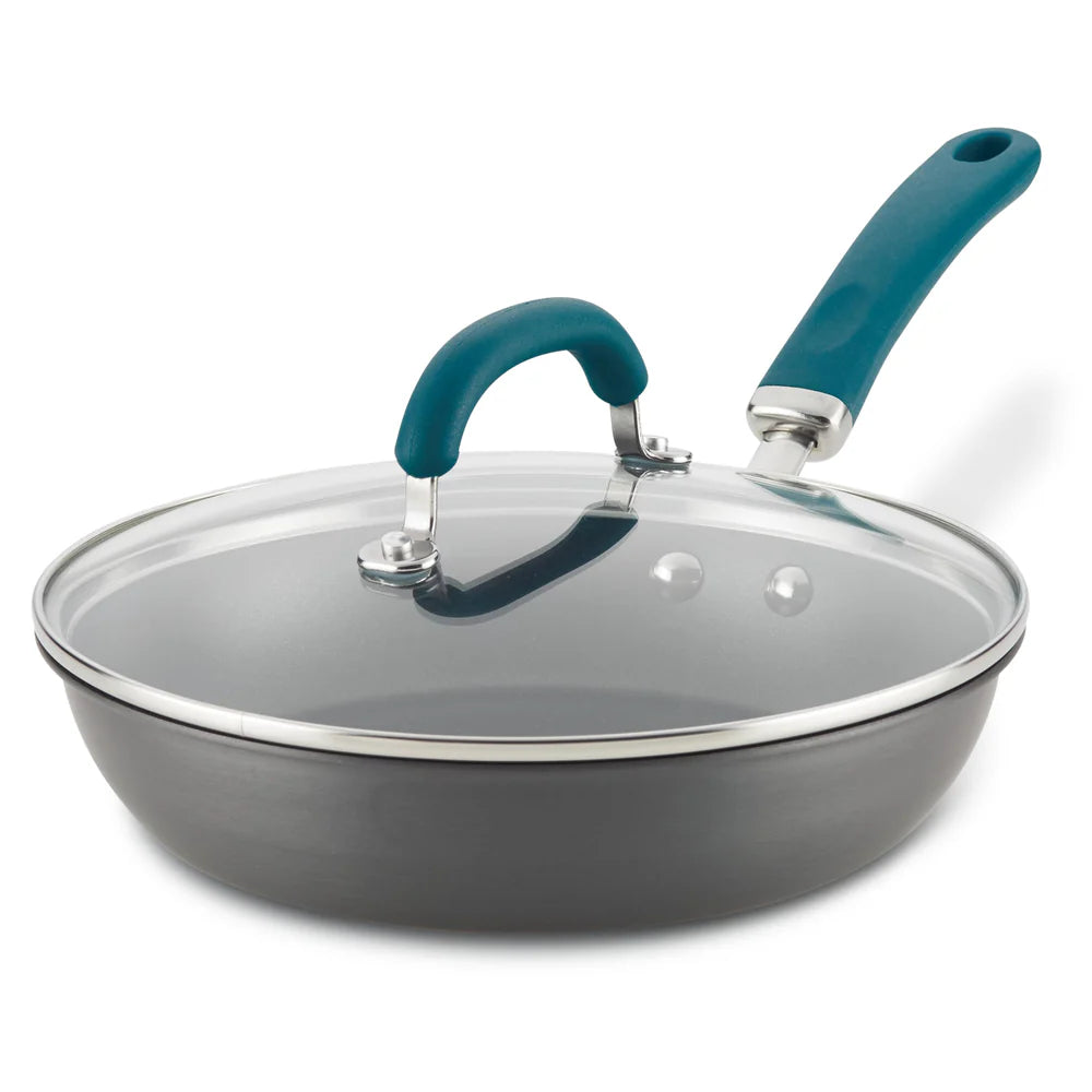 10.25-Inch Create Delicious Hard Anodized Nonstick Induction Covered Deep Frying Pan Teal