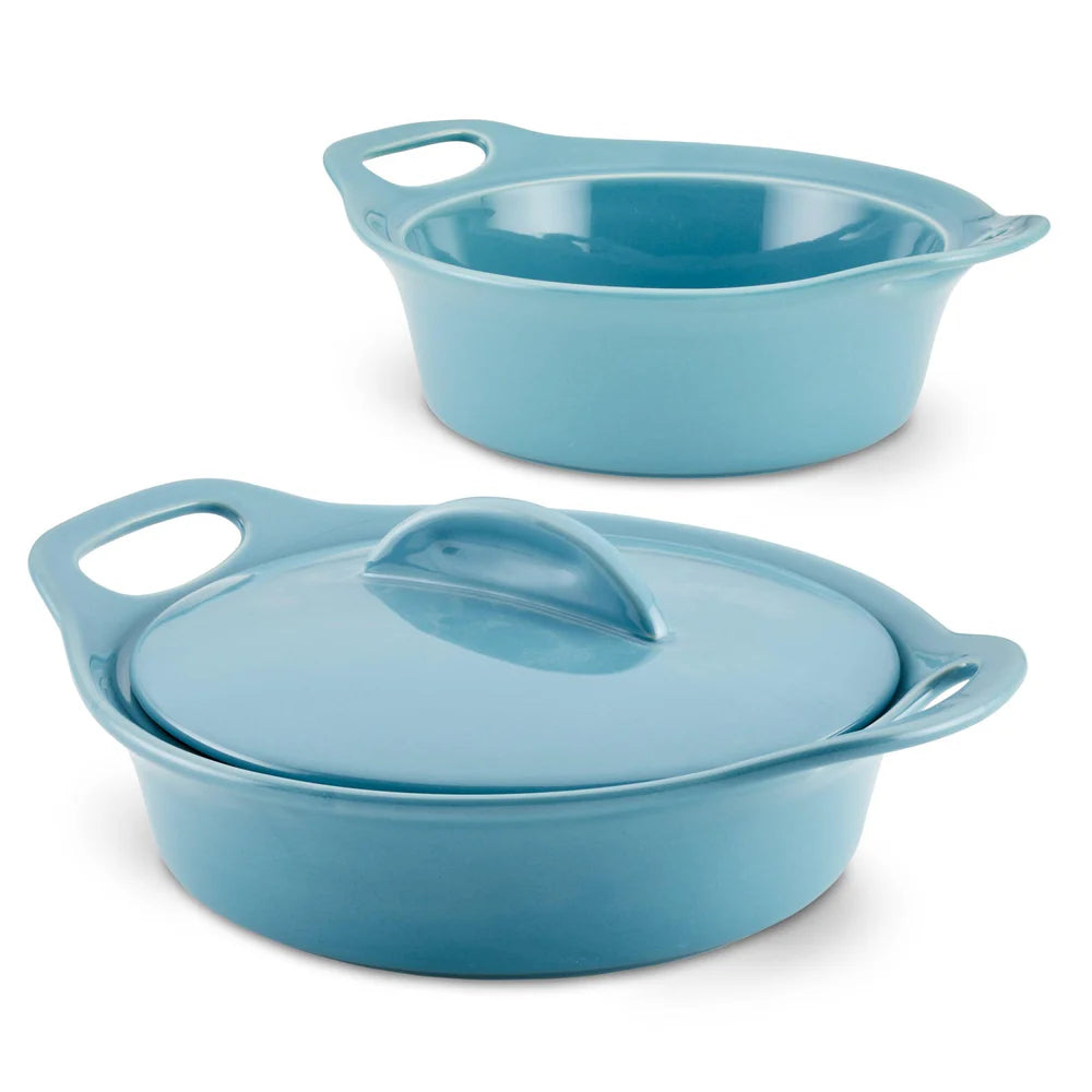 3-Piece Ceramic Casserole Set Agave Blue