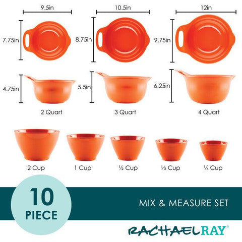 10-Piece Mix, Measure, and Utensil Set Orange