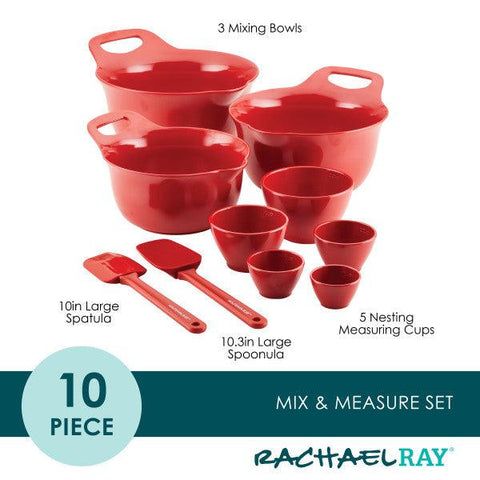 10-Piece Mix, Measure, and Utensil Set Red
