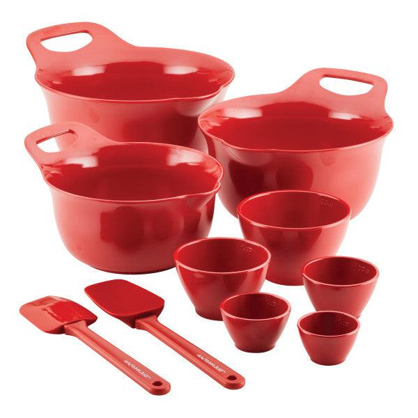 10-Piece Mix, Measure, and Utensil Set Red