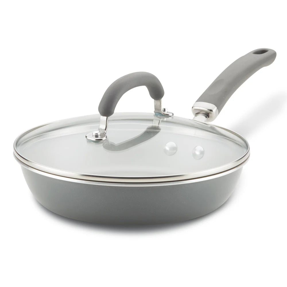 9.5-Inch Create Delicious Nonstick Induction Covered Deep Frying Pan Gray Shimmer