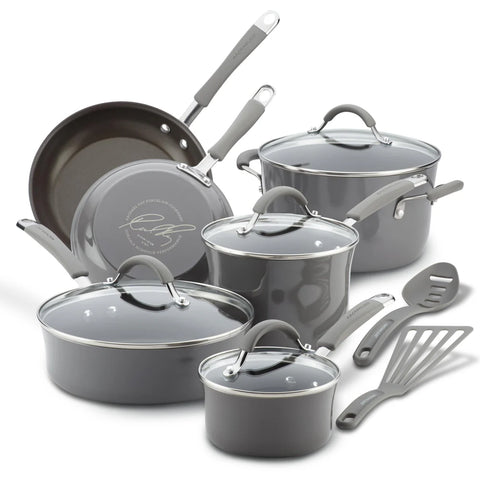 12-Piece Cucina Nonstick Cookware Set Sea Salt Gray