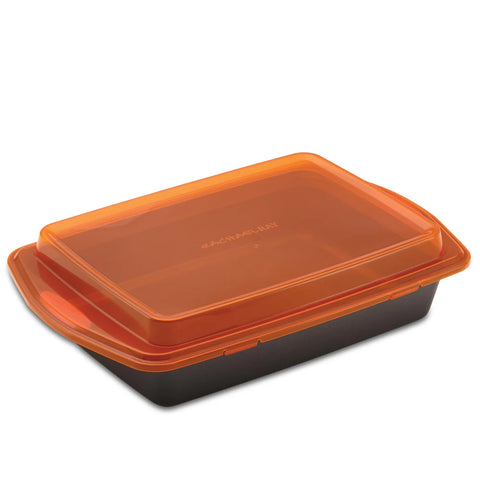 9-Inch x 13-Inch Nonstick Rectangular Cake Pan with Lid Orange