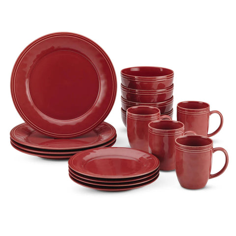 16-Piece Dinnerware Set Cranberry Red