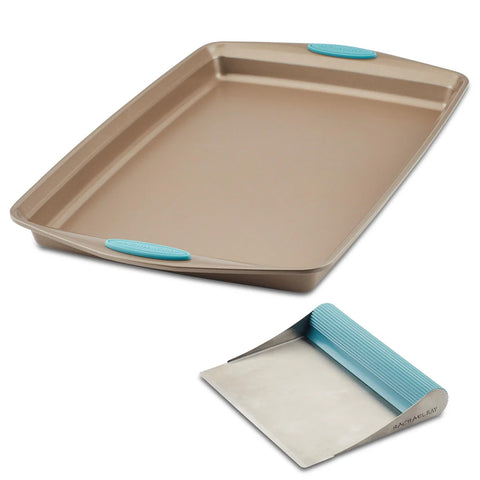 Nonstick Baking Sheet and Bench Scrape Set Agave Blue