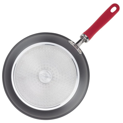 9.5-Inch and 11.75-Inch Create Delicious Hard Anodized Nonstick Induction Frying Pan Set Red