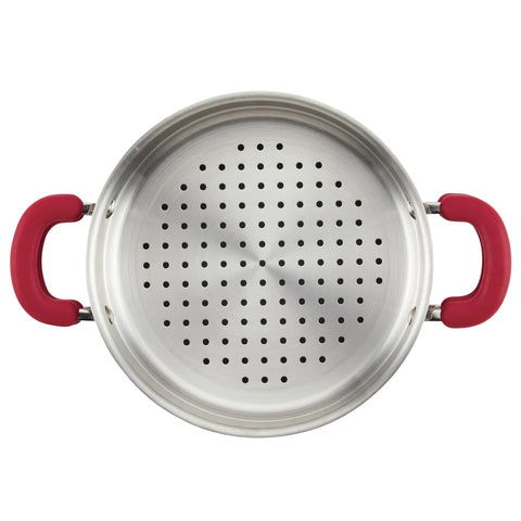 3-Quart Create Delicious Nonstick Induction Steamer Set Red