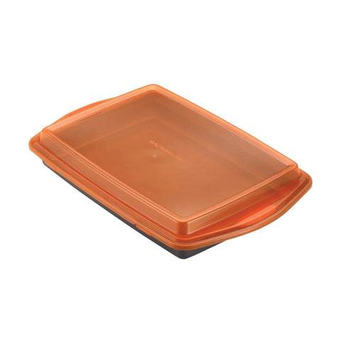 9-Inch x 13-Inch Nonstick Rectangular Cake Pan with Lid Orange