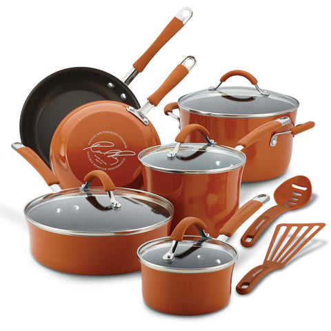 12-Piece Cucina Nonstick Cookware Set Pumpkin Orange